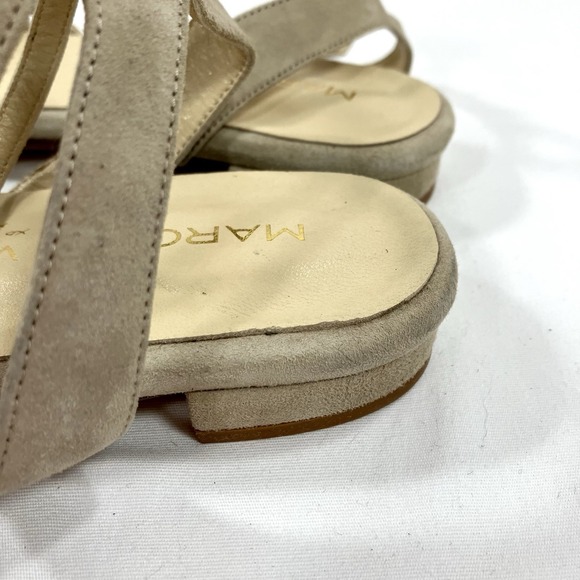 MARCHEZ VOUS Beige Suede Strappy Ankle Strap Flat Sandals Made in Italy Size 9 - Picture 5 of 7